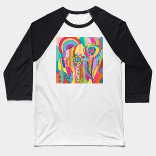 Bright Rainbow  florals Baseball T-Shirt